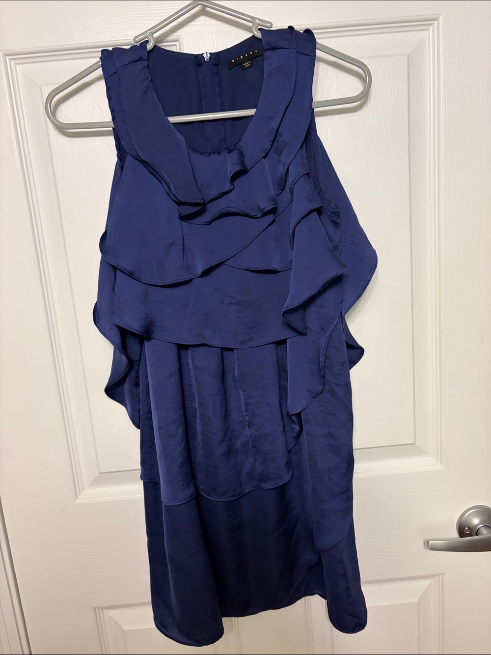 Sisley Kids Girls Royal Blue Ruffled Silk like Dress